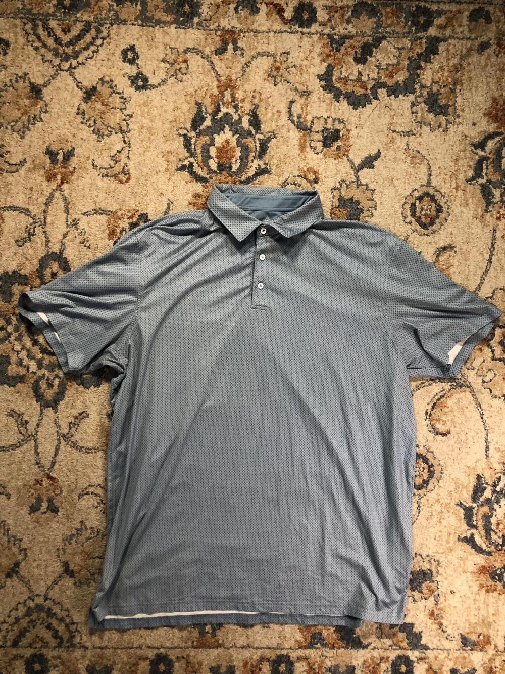 Southern Tide Polo Shirt Mens 2XL Blue Geometric Knit Stretch Short Sleeve